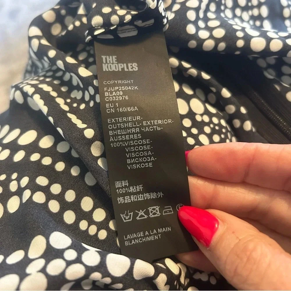 The Kooples White Polka Dot Black Mini Skirt Size 1 XXS NWT $215